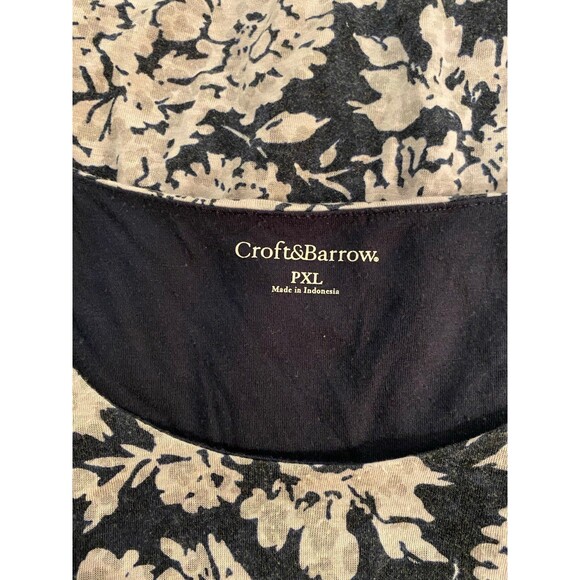 Croft and Barrow Blouse Petite XL Top Pullover 3/4 Sleeve Navy White Relaxed Fit - Picture 8 of 11